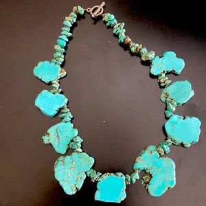 Turquoise Santa Fe style statement necklace.
